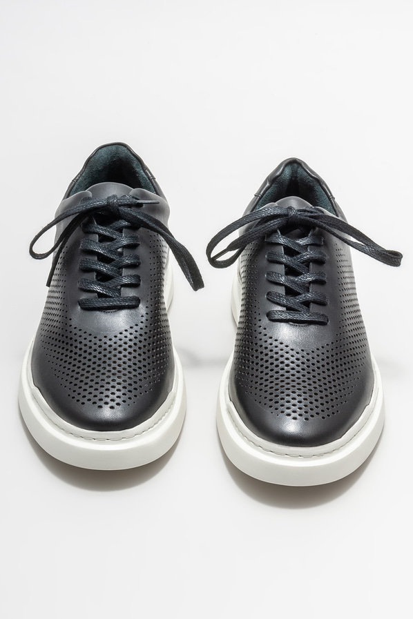 Siyah deri erkek günlük ayakkabı, günlük kullanım için - Elle Shoes