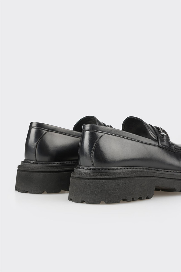 Siyah deri erkek günlük ayakkabı, günlük kullanım için - Elle Shoes