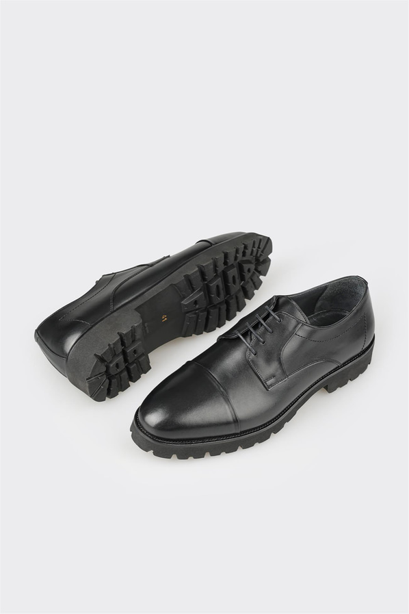 Siyah deri erkek günlük ayakkabı, günlük kullanım için - Elle Shoes