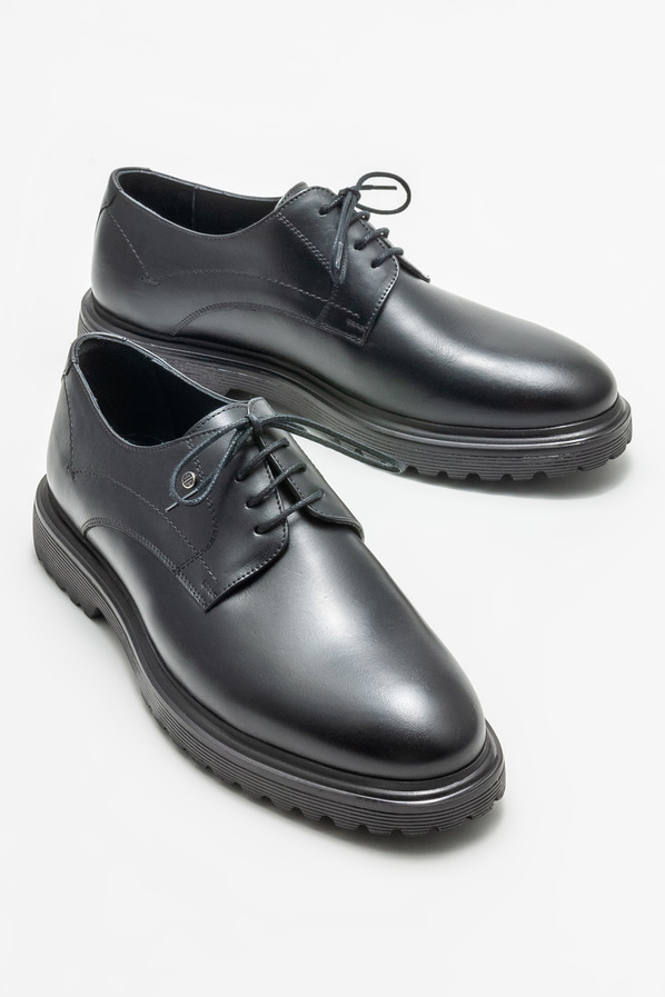 Siyah deri erkek günlük ayakkabı, günlük kullanım için - Elle Shoes