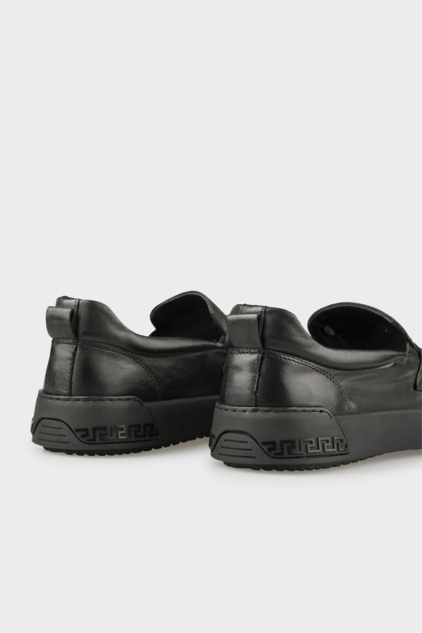 Siyah Deri Erkek Günlük Ayakkabı