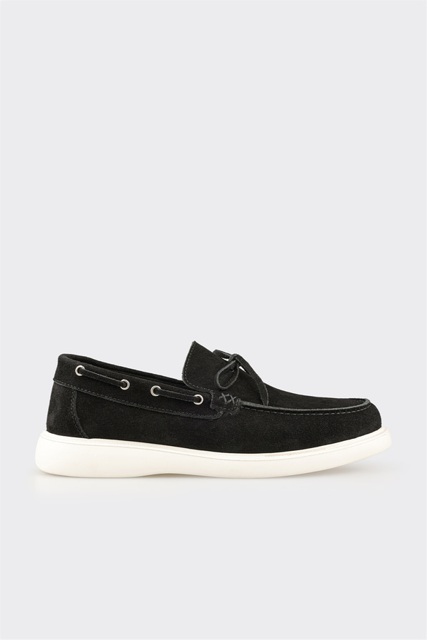 Siyah deri erkek loafer, günlük kullanım için - Elle Shoes