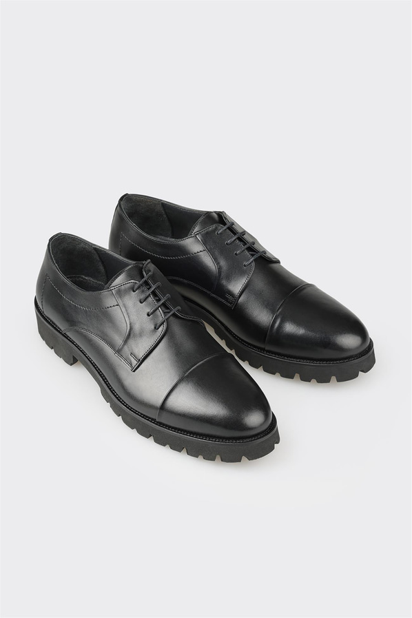 Siyah deri erkek günlük ayakkabı, günlük kullanım için - Elle Shoes