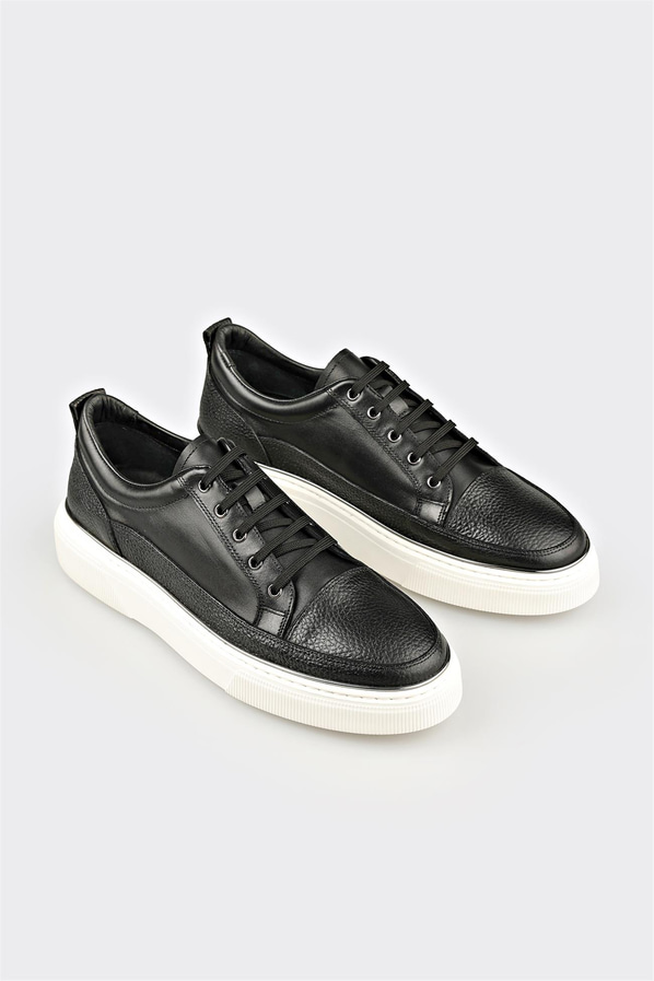 Siyah Deri Erkek Günlük Ayakkabı