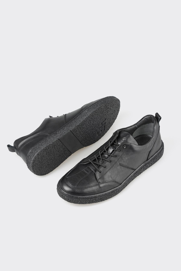 Siyah deri erkek günlük ayakkabı, günlük kullanım için - Elle Shoes