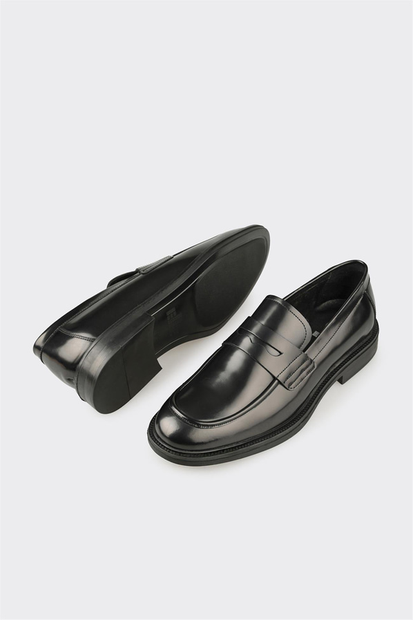 Siyah Deri Erkek Günlük Ayakkabı