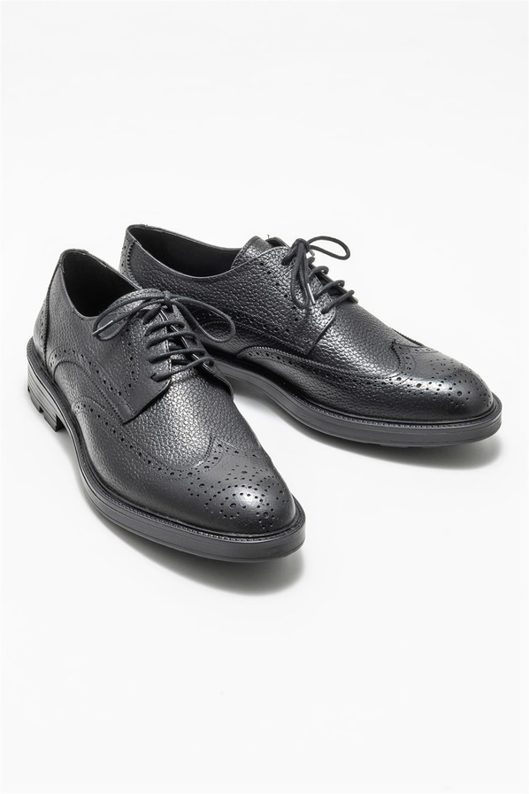 Siyah deri erkek günlük ayakkabı, günlük kullanım için - Elle Shoes