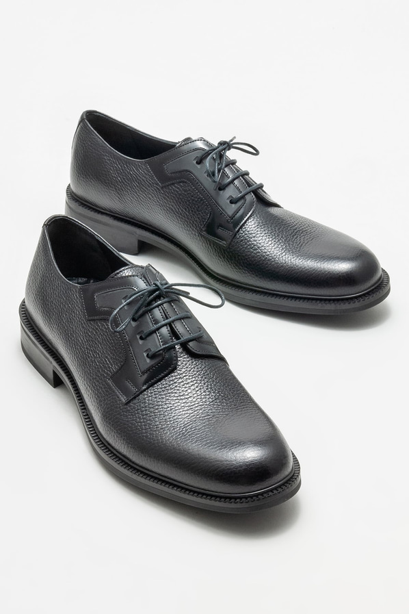 Siyah deri erkek günlük ayakkabı, günlük kullanım için - Elle Shoes