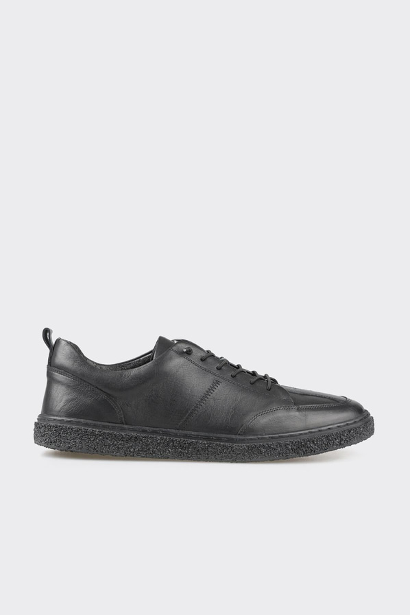 Siyah deri erkek günlük ayakkabı, günlük kullanım için - Elle Shoes