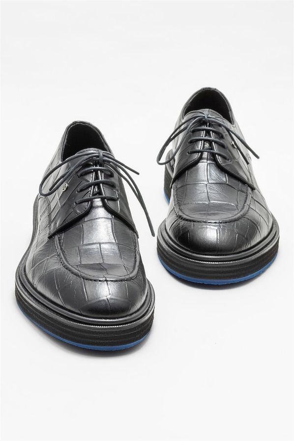 Siyah deri erkek günlük ayakkabı, günlük kullanım için - Elle Shoes