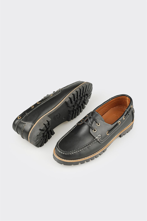 Siyah Deri Erkek Günlük Ayakkabı