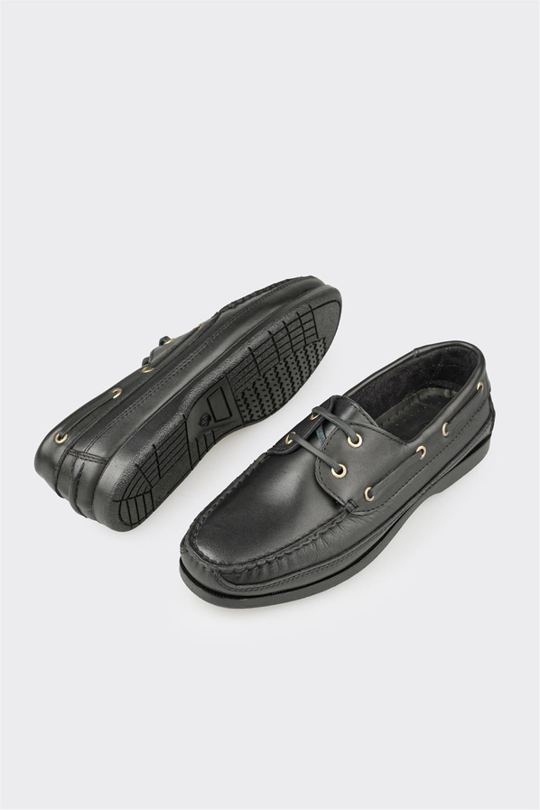 Siyah Deri Erkek Günlük Ayakkabı