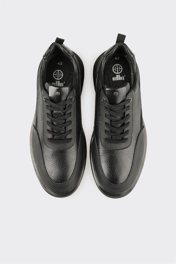 Siyah Deri Erkek Günlük Ayakkabı