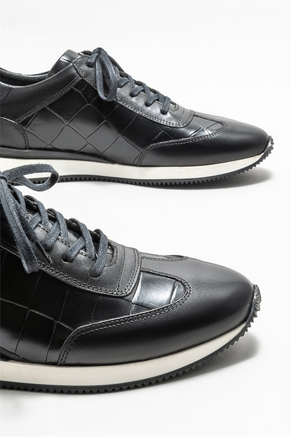 Siyah deri erkek günlük ayakkabı, günlük kullanım için - Elle Shoes