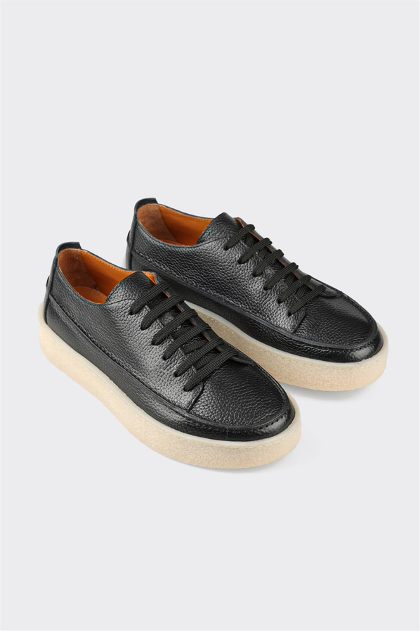 Siyah deri ve süet erkek günlük ayakkabı, rahat kullanım için - Elle Shoes