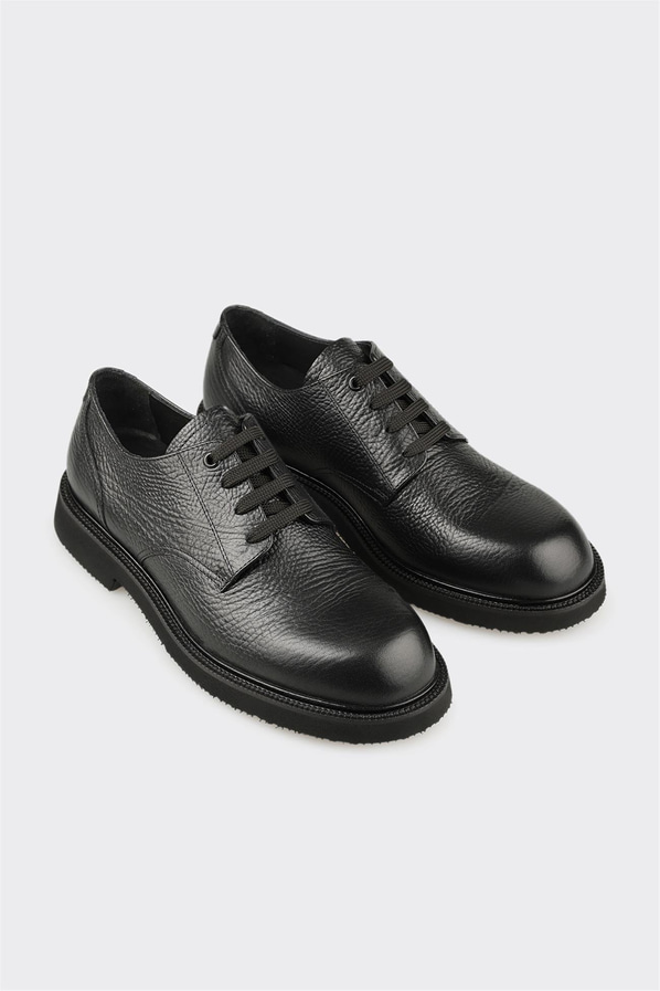 Siyah Deri Erkek Günlük Ayakkabı