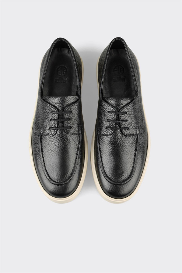 Siyah deri ve süet erkek günlük ayakkabı, günlük kullanım için - Elle Shoes