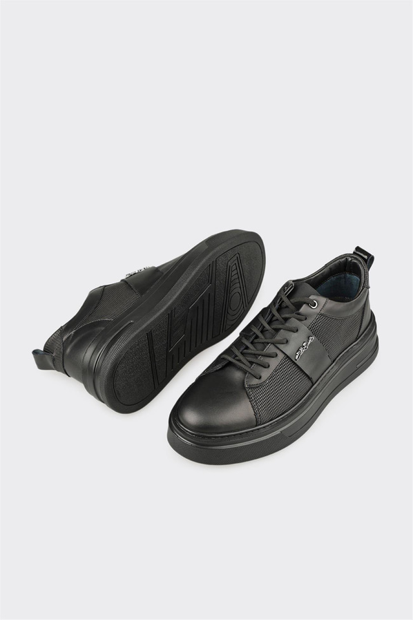 Siyah Deri Erkek Günlük Ayakkabı