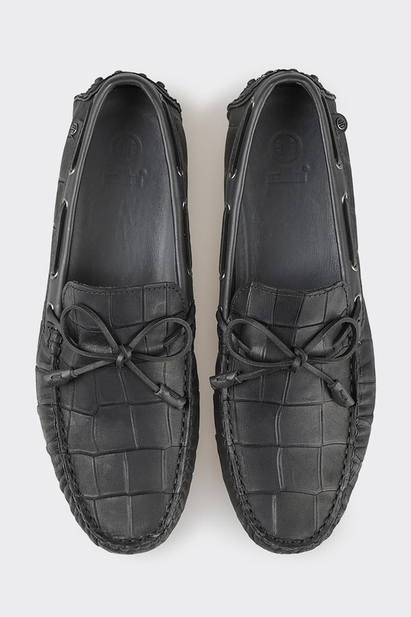 Siyah deri erkek loafer, günlük kullanım için - Elle Shoes