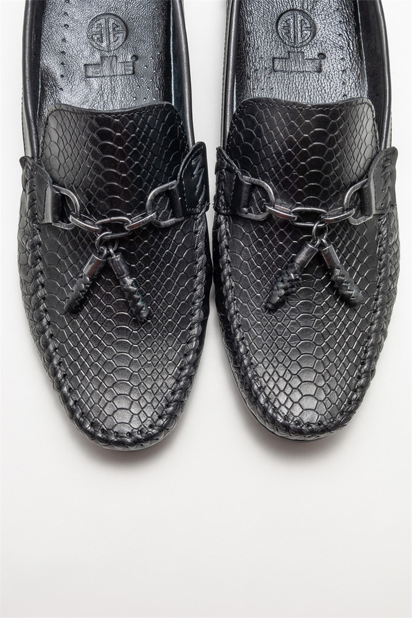 Siyah deri erkek günlük ayakkabı, günlük kullanım için - Elle Shoes