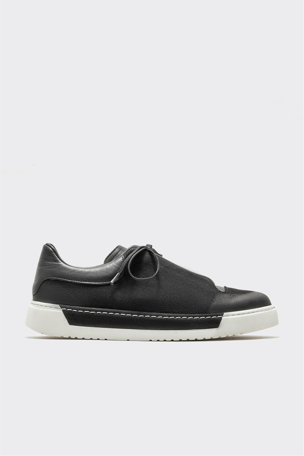Siyah deri erkek günlük ayakkabı, günlük kullanım için - Elle Shoes