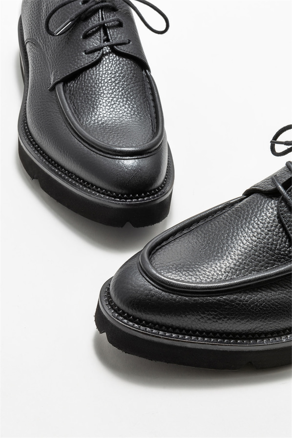Siyah deri erkek günlük ayakkabı, günlük kullanım için - Elle Shoes
