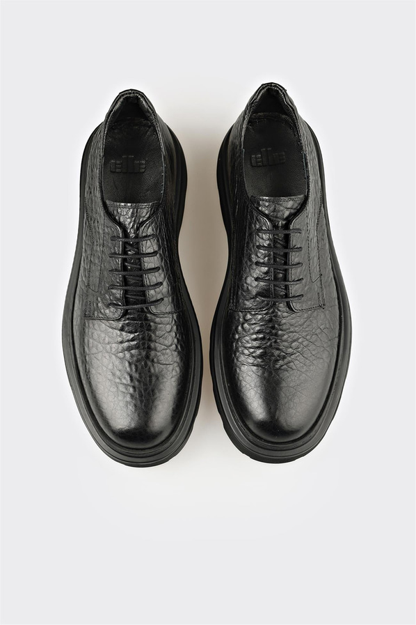 Siyah Deri Erkek Günlük Ayakkabı