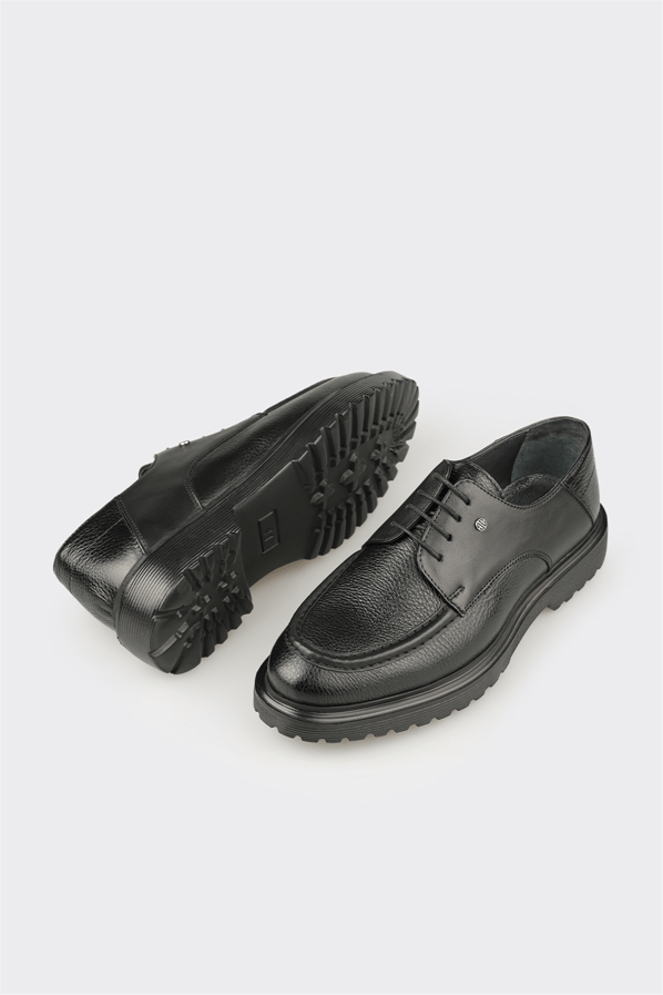 Siyah deri erkek günlük ayakkabı, günlük kullanım için - Elle Shoes