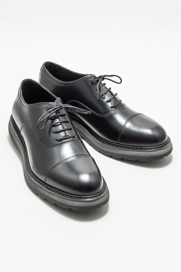 Siyah deri erkek günlük ayakkabı, günlük kullanım için - Elle Shoes
