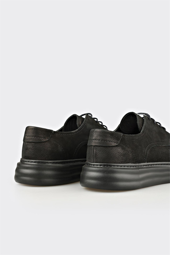 Siyah deri erkek günlük ayakkabı, rahat kullanım için - Elle Shoes