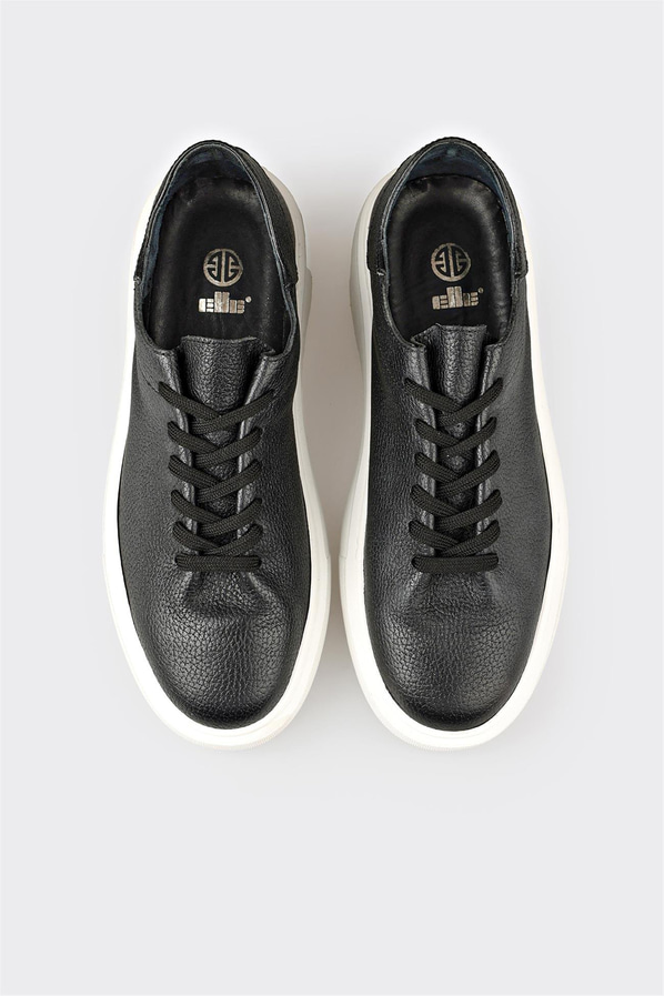 Siyah Deri Erkek Günlük Ayakkabı