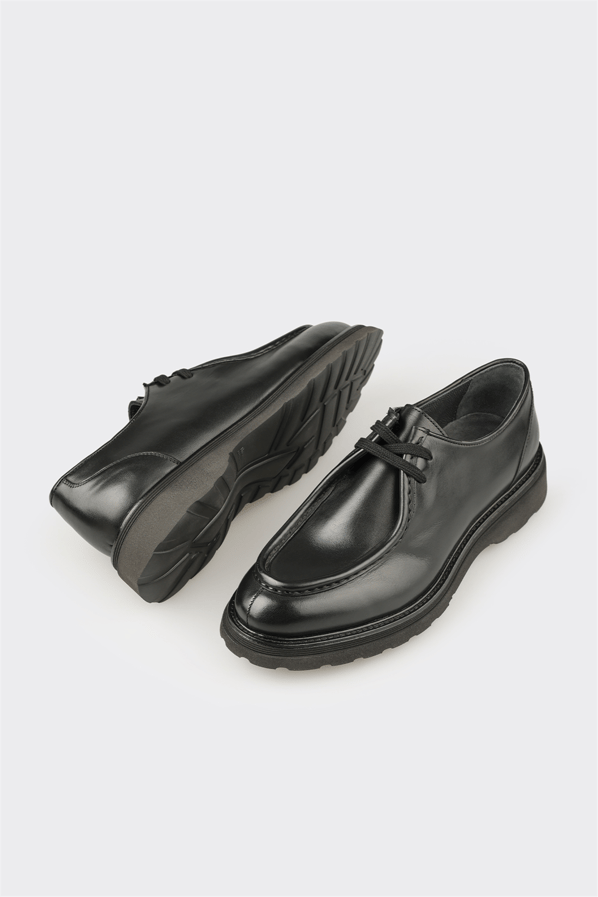 Siyah deri erkek günlük ayakkabı, günlük kullanım için - Elle Shoes