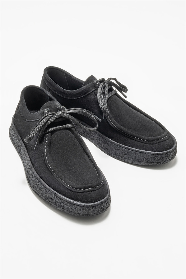 Siyah deri erkek günlük ayakkabı, günlük kullanım için - Elle Shoes