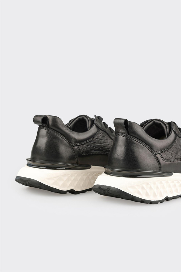 Siyah Deri Erkek Günlük Ayakkabı