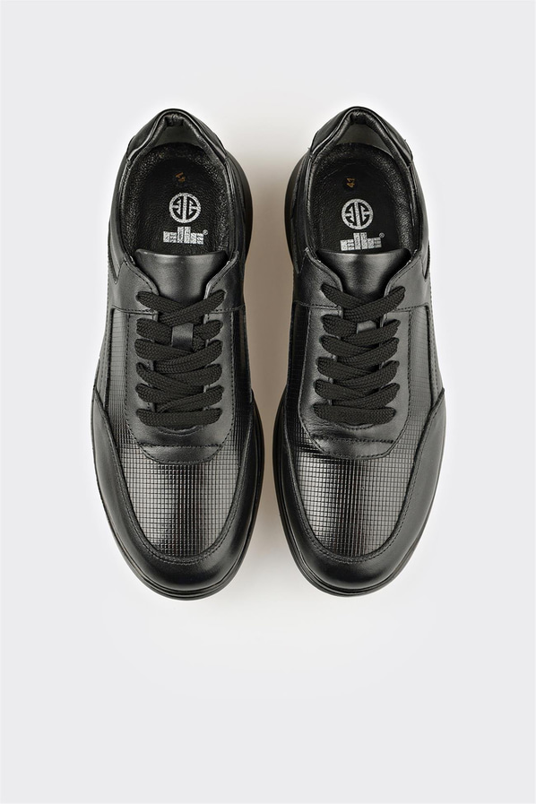 Siyah Deri Erkek Günlük Ayakkabı