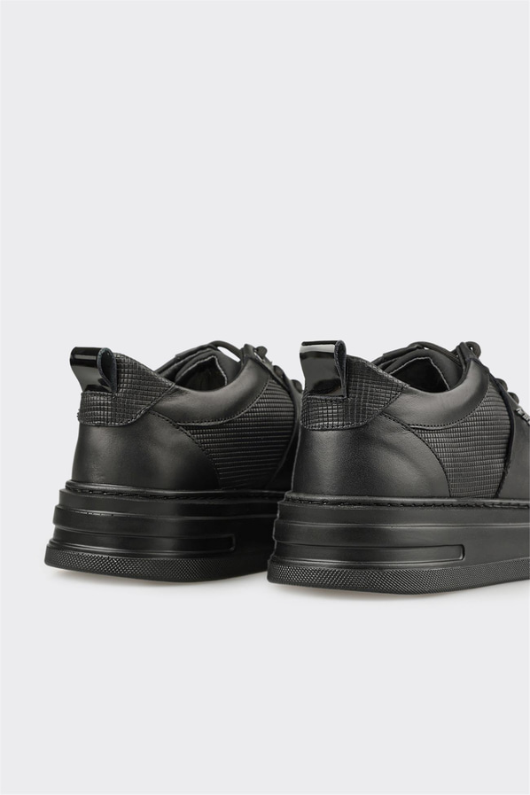 Siyah Deri Erkek Günlük Ayakkabı