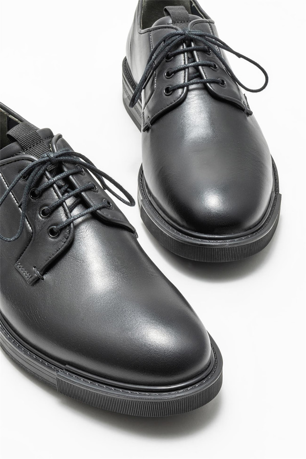 Siyah deri erkek günlük ayakkabı, günlük kullanım için - Elle Shoes