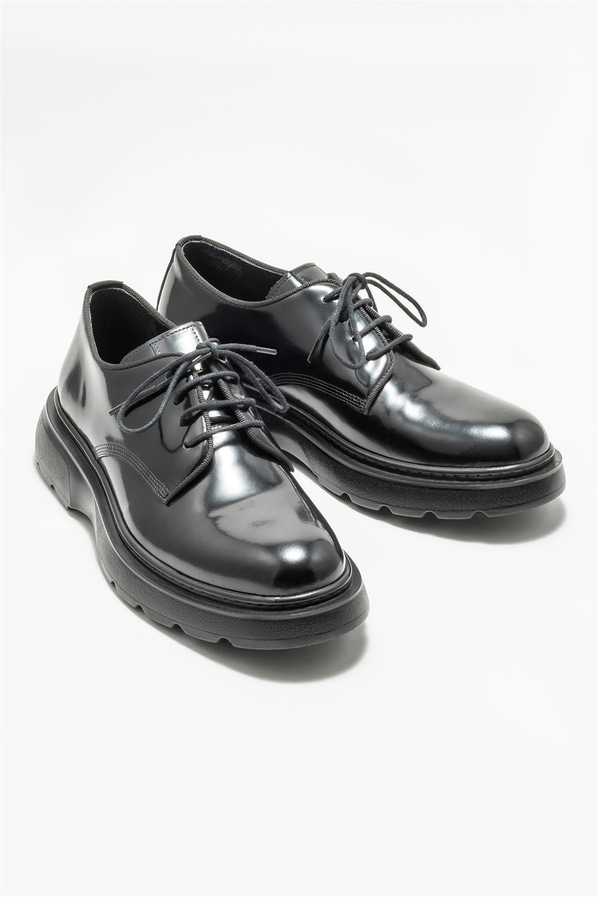 Siyah deri erkek günlük ayakkabı, günlük kullanım için - Elle Shoes