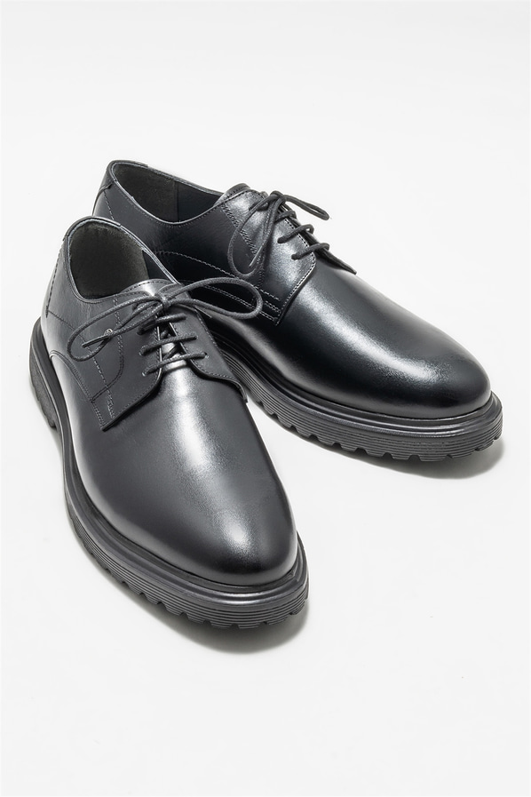 Siyah deri erkek günlük ayakkabı, günlük kullanım için - Elle Shoes