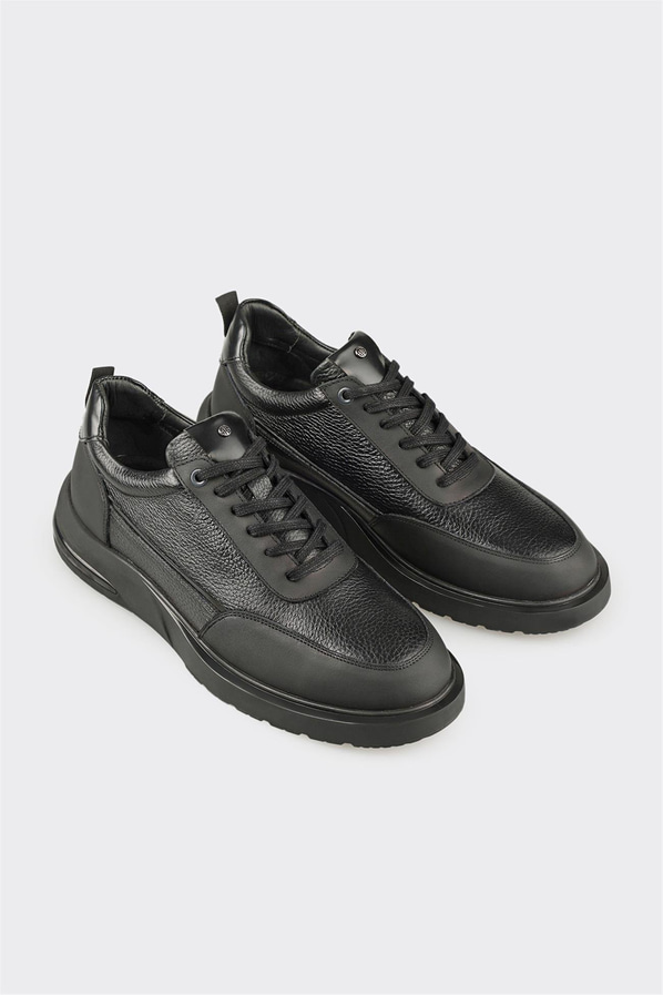 Siyah Deri Erkek Günlük Ayakkabı