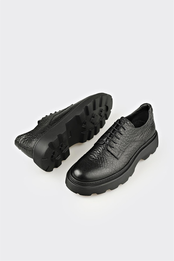Siyah Deri Erkek Günlük Ayakkabı