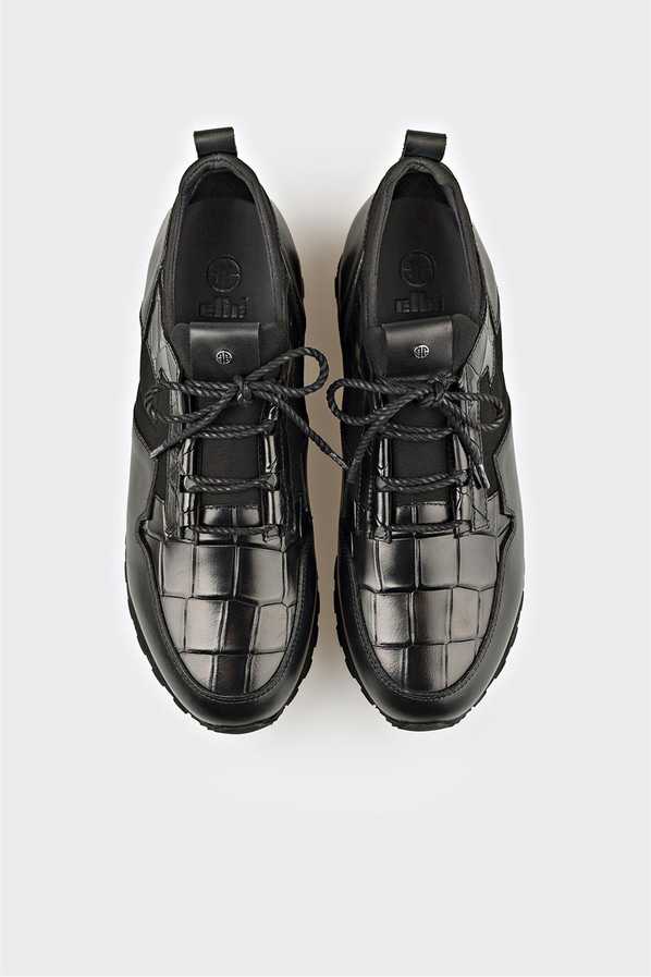 Siyah Deri Erkek Günlük Ayakkabı