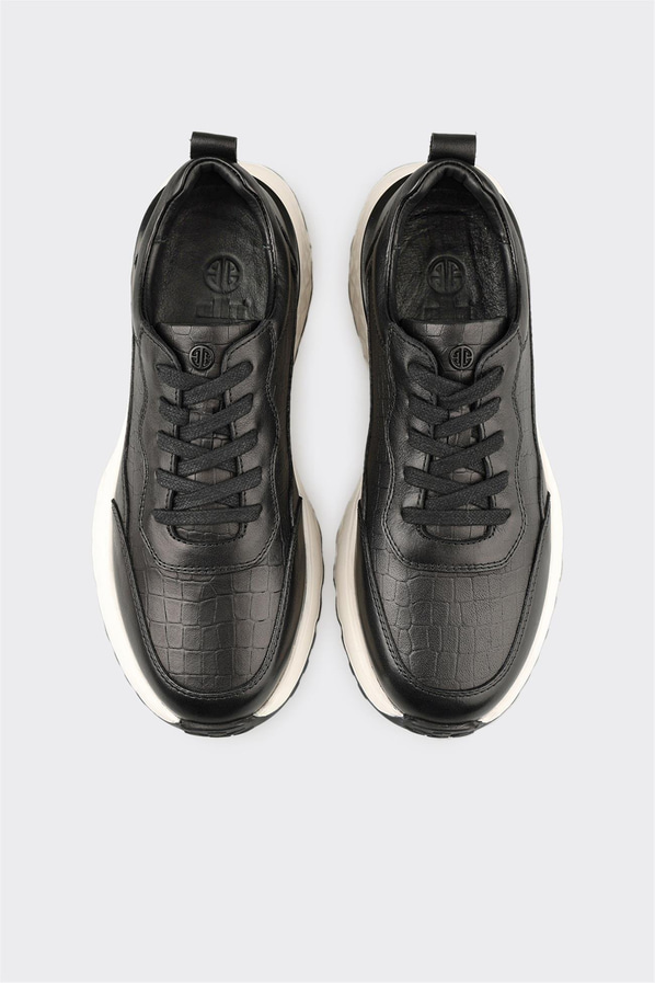 Siyah Deri Erkek Günlük Ayakkabı