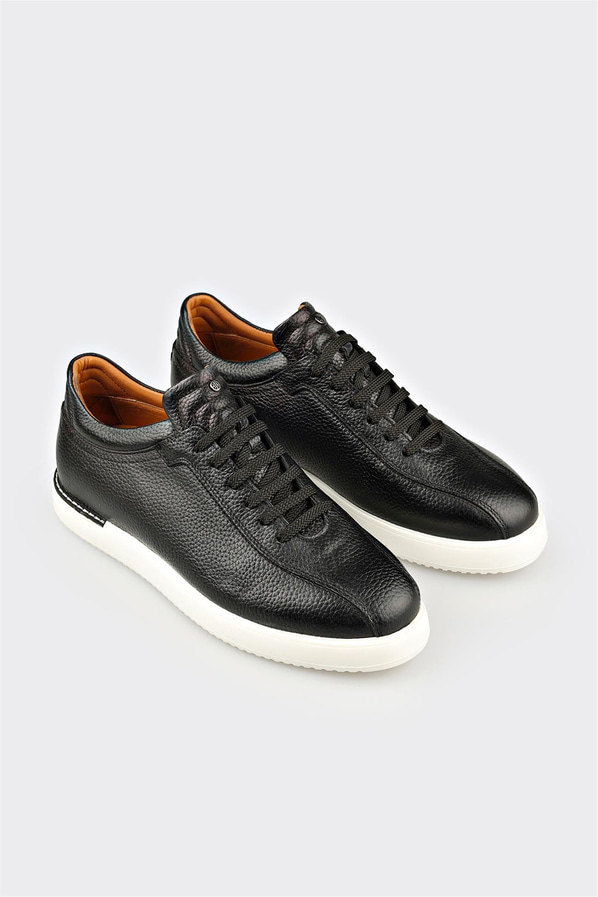 Siyah Deri Erkek Günlük Ayakkabı