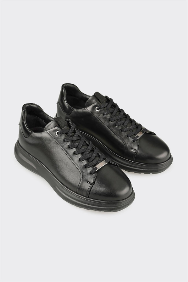 Siyah Deri Erkek Günlük Ayakkabı