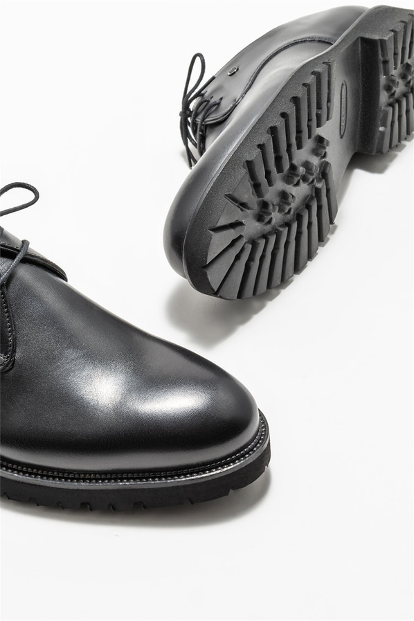 Siyah deri erkek günlük ayakkabı, günlük kullanım için - Elle Shoes