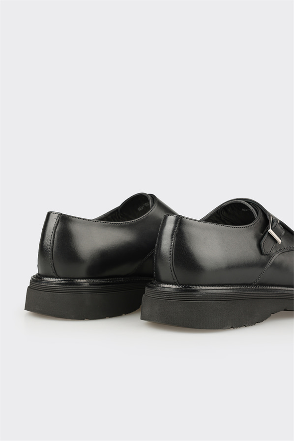 Siyah deri erkek loafer, günlük kullanım için - Elle Shoes