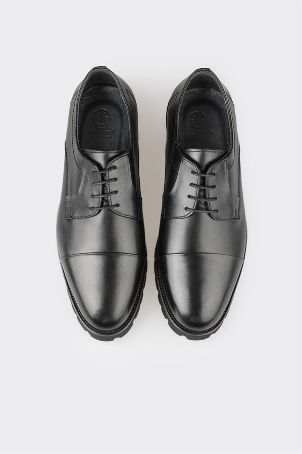 Siyah deri erkek günlük ayakkabı, günlük kullanım için - Elle Shoes
