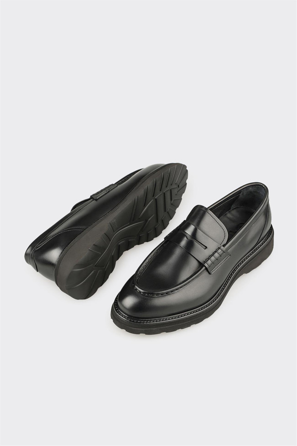 Siyah Deri Erkek Günlük Ayakkabı