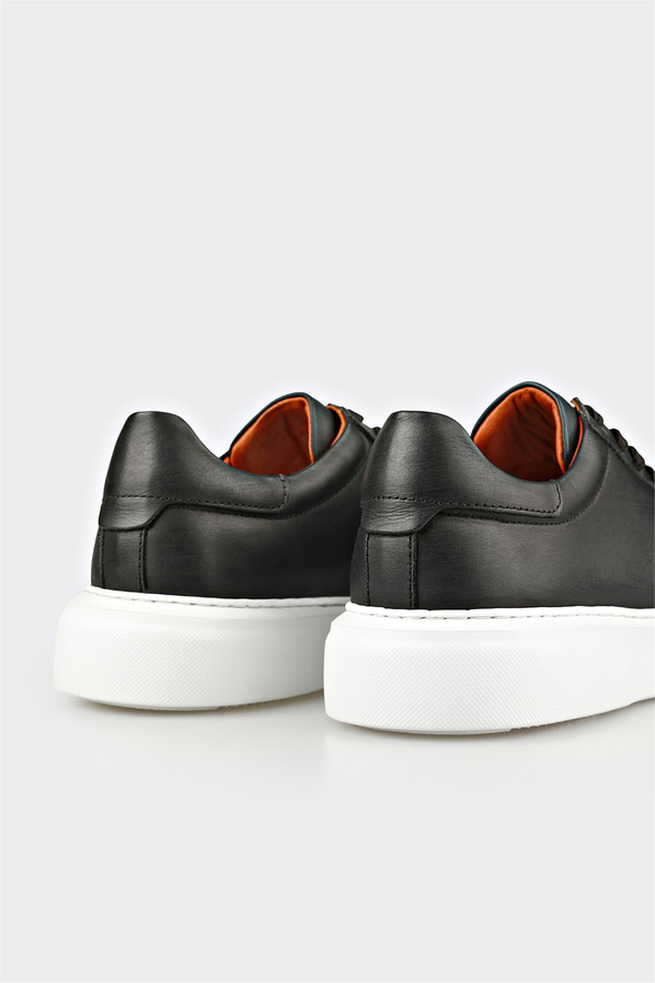 Siyah Deri Erkek Günlük Ayakkabı